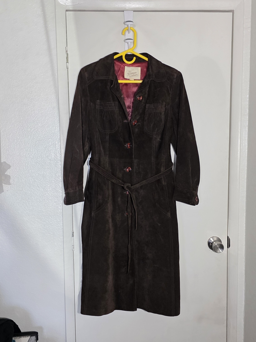 Vintage Brown LeatherSuede Trench Coat -